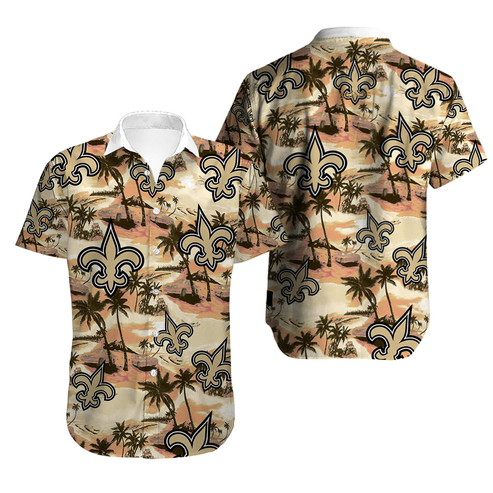 Men’S New Orleans Saints Hawaiian Shirt Tropical