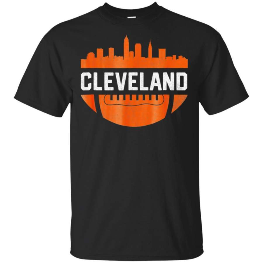 Vintage Downtown Cleveland Ohio Skyline Football T-Shirt