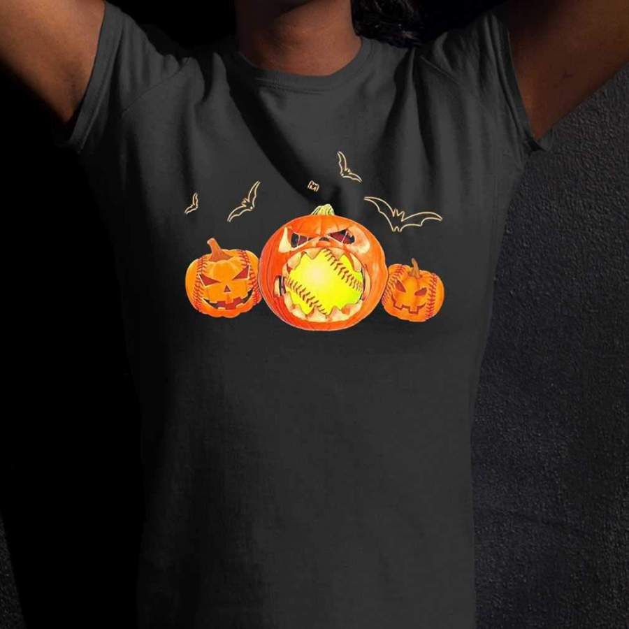 Pumpkin Eat Softball Halloween Tshirt FreeClothing Trending