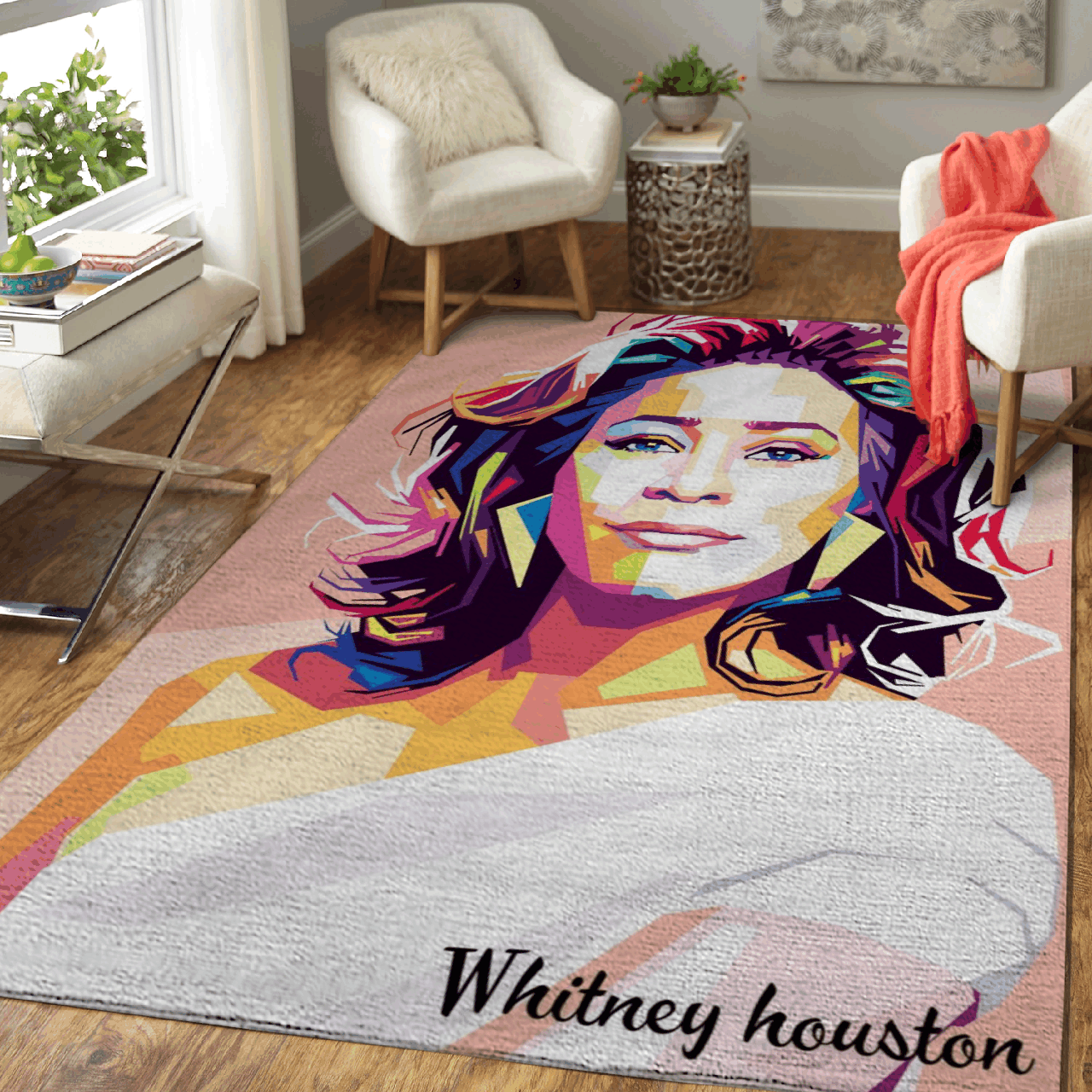 Whitney Houston American Singer Music Pop Art Area Rug