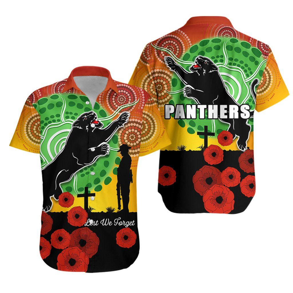 Panthers Anzac Day Hawaiian Shirt Mix Indigenous Lest We Forget K13