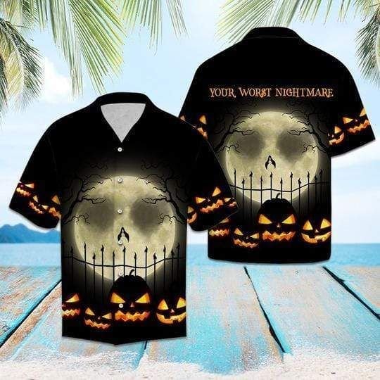 You Worst Nightmare Halloween Moon Hawaiian Shirt  Unisex  Adult  Hw8100