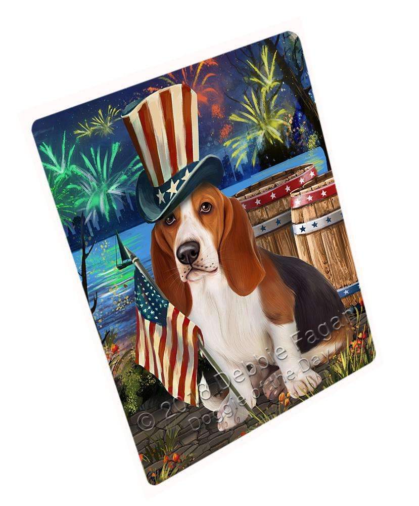 4Th Of July Independence Day Fireworks Basset Hound Dog At The Lake Blanket Blnkt74325