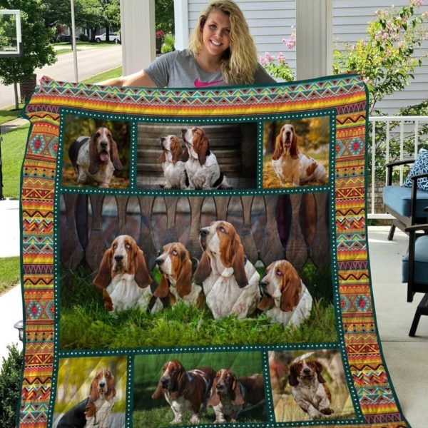 Basset Hound Qui15009 3D Quilt Blanket HGM2