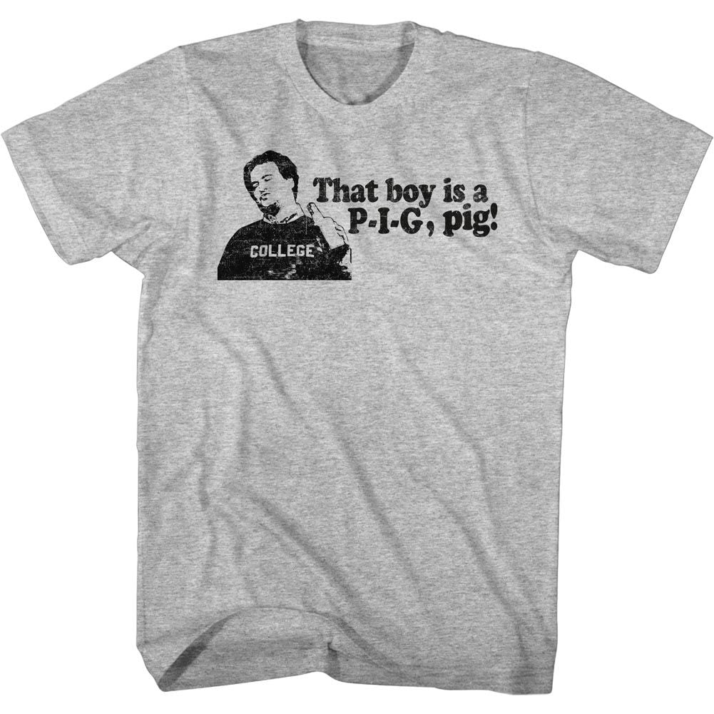 Animal House-Pig-Gray Heather Adult S/S Tshirt