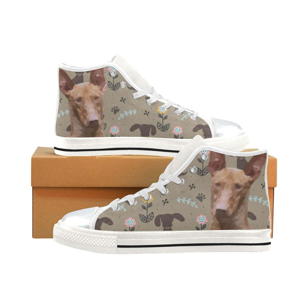 Podenco Canario Dog White High Top Canvas Shoes for Kid