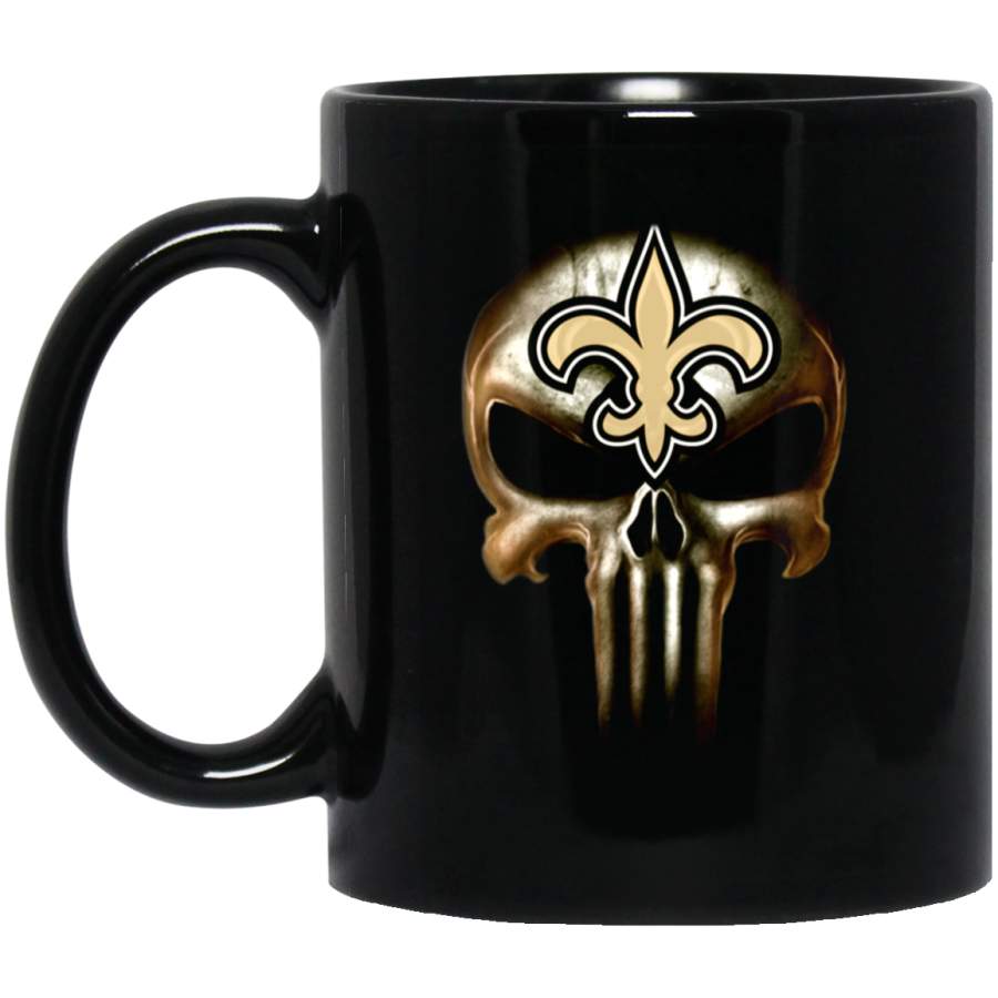 Excellent The Punisher New Orleans Saints Mug 11 oz 15 oz Black Mug