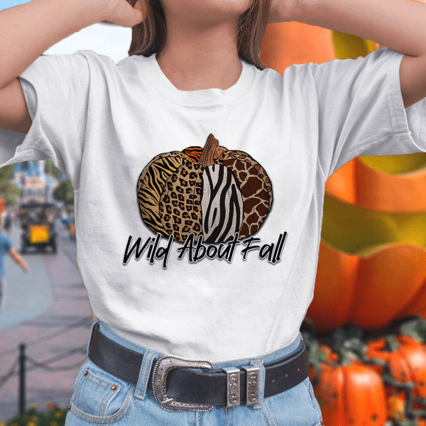 Wild About Fall Animal Print Pumpkins Happy Fall T-Shirt