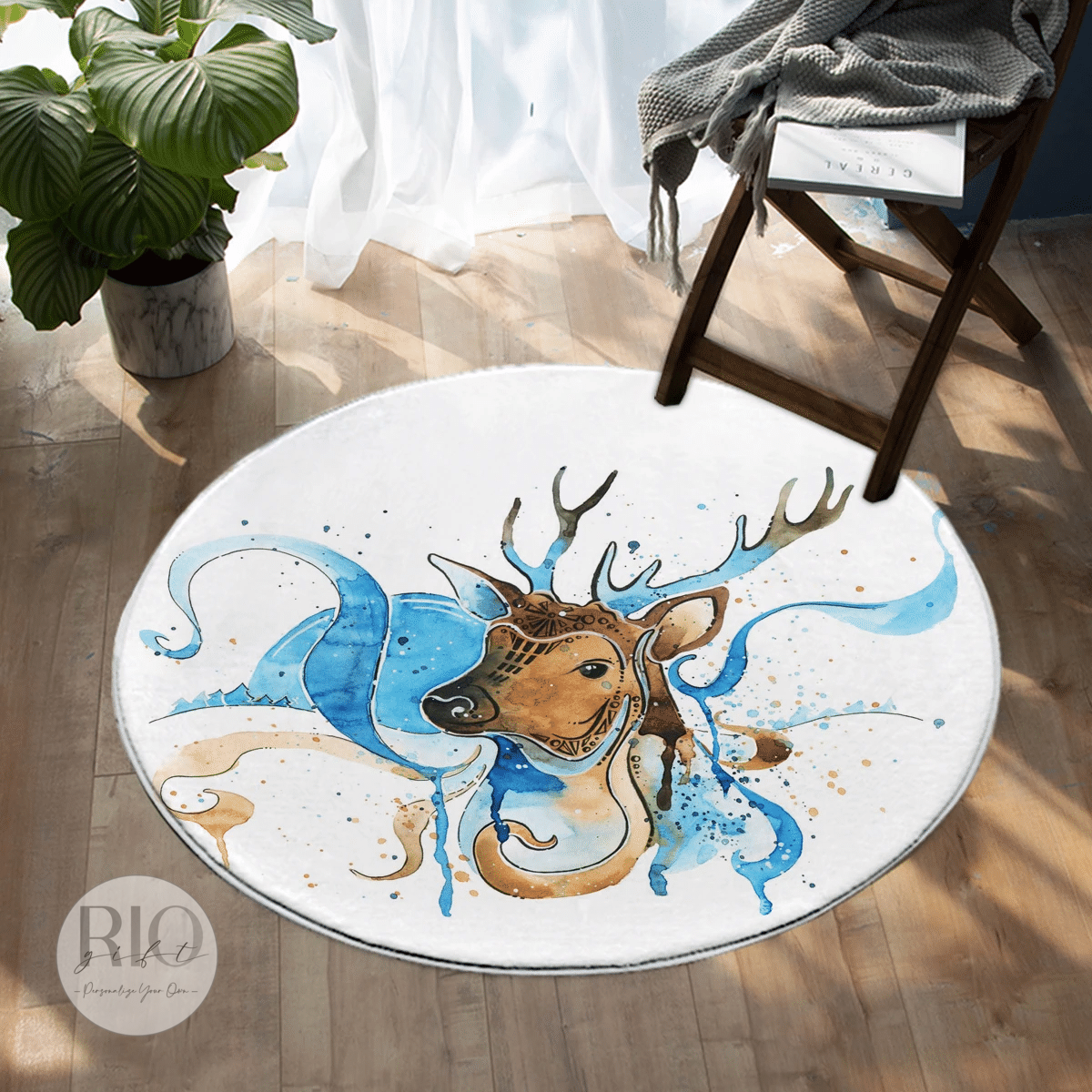 Winter Deer Rug Living Home Decor