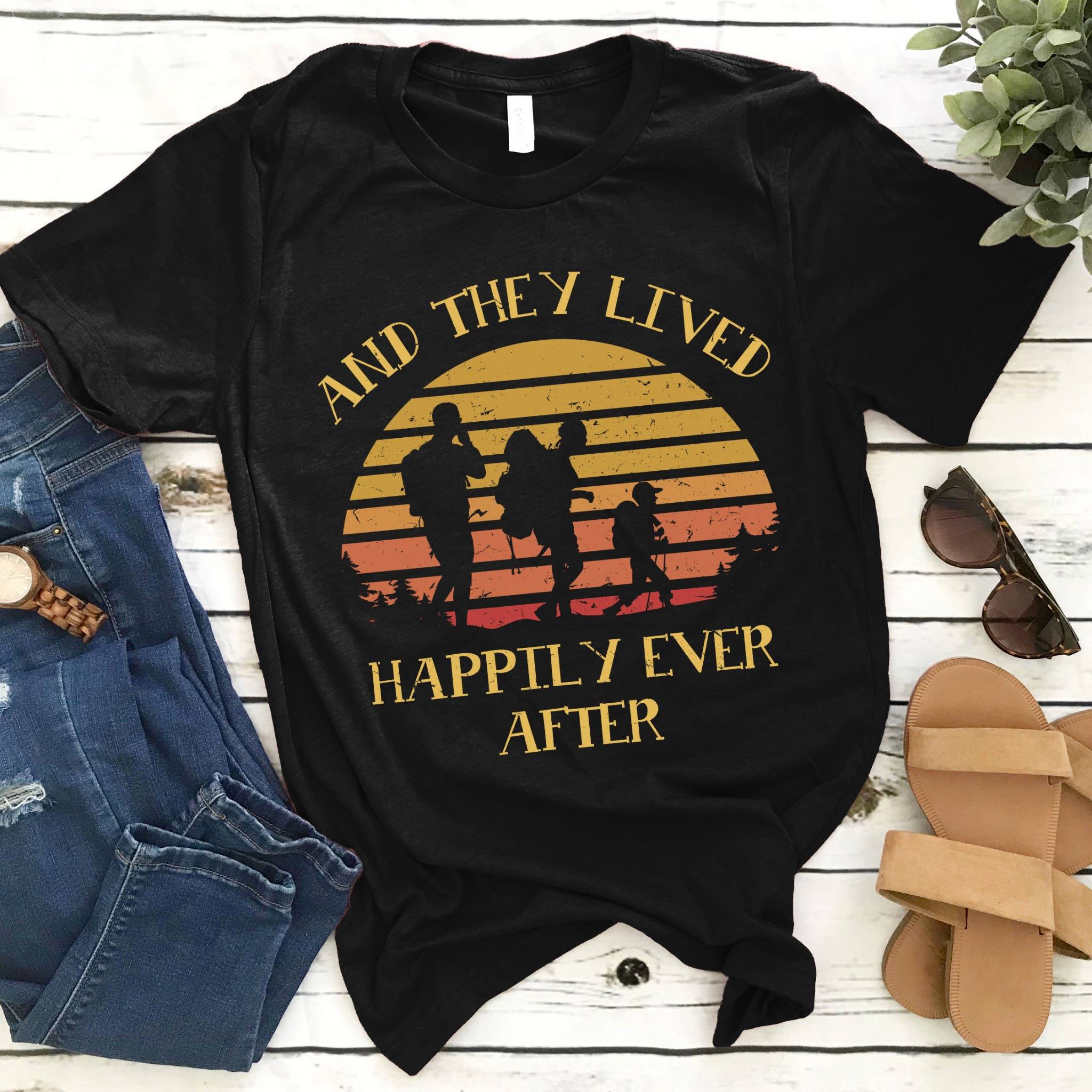 Vintage Family Lived Happily Ever After Hiking Lovers Gift Standard/Premium T-Shirt