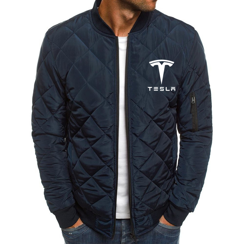 Winter Men’s Zip Jacket Tesla Car Logo Print High Quality Cotton Solid Color Thicken Men Zipper Jackets Clothing Sweatshirts Top alx