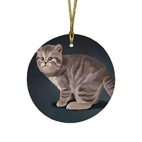 British Kitten Cat Round Christmas Ornament