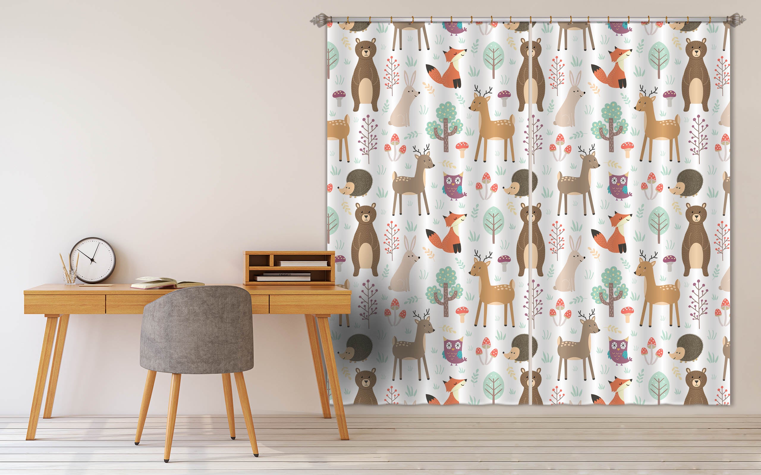 3D Color Cartoon Animals Forest Curtains And Drapes 110