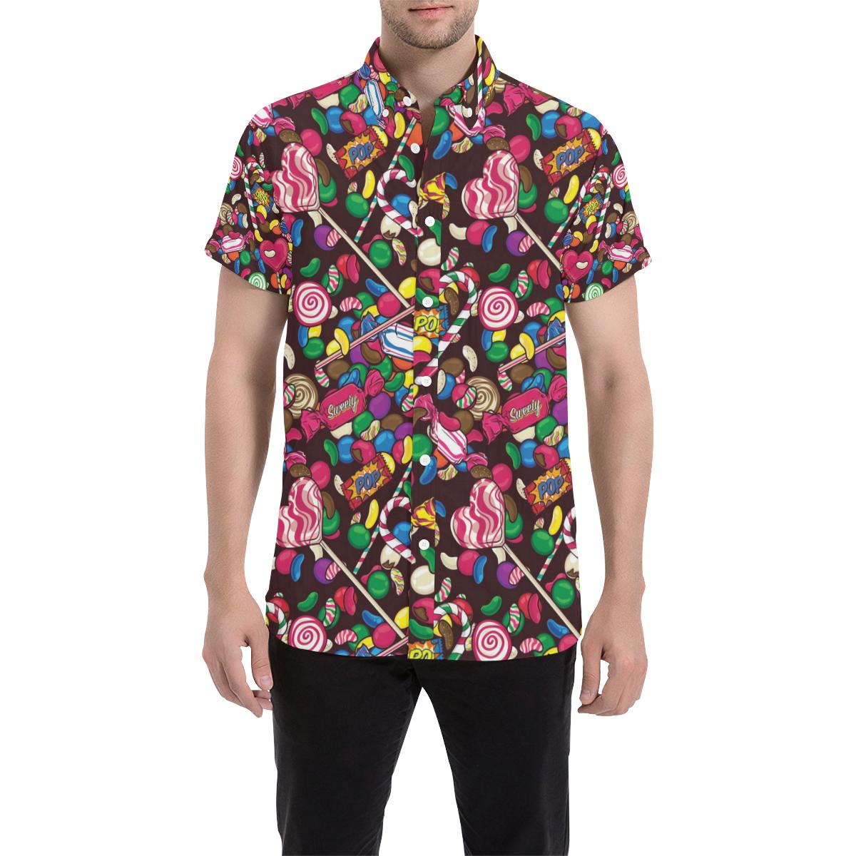 Candy Pattern Print Design Ca02 Men Button Up Shirt