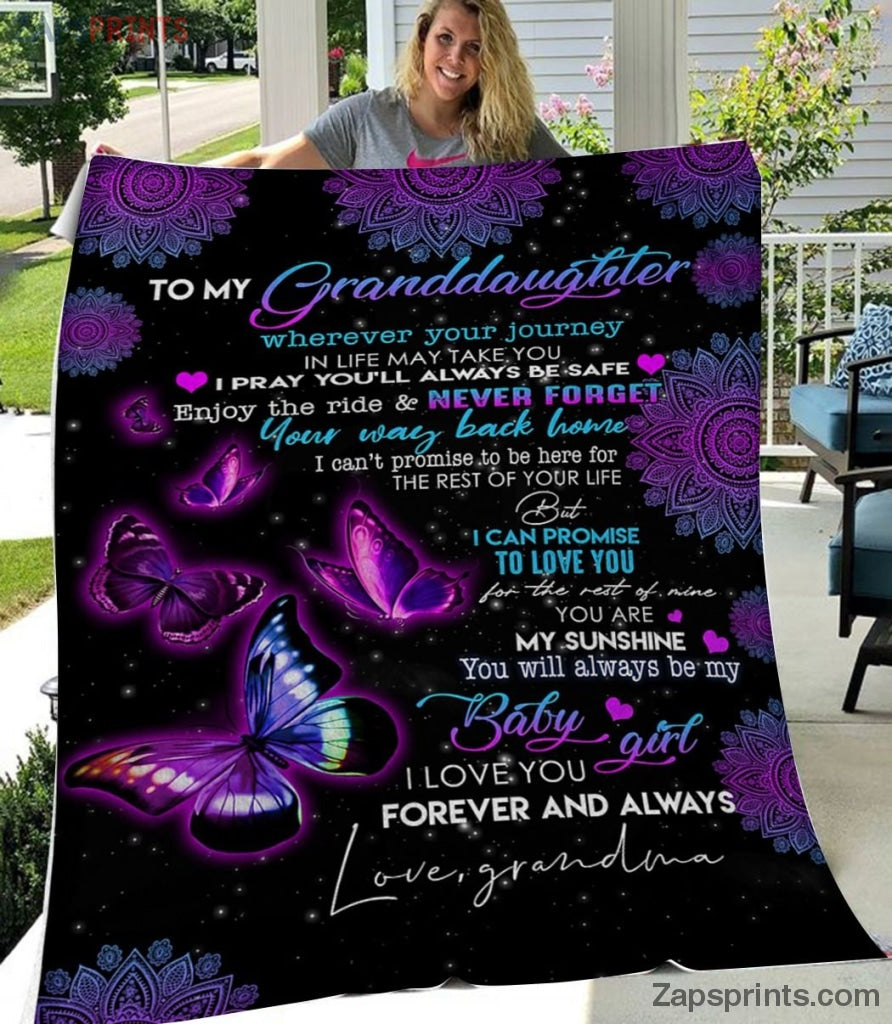 Gift For Granddaughter – To My Granddaughter – Butterfly – I Can Promise To Love You – Blanket