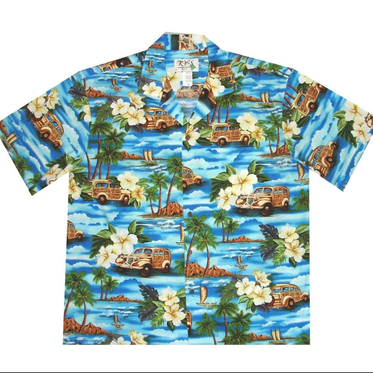 Woody Wagon Car Vintage Hawaii Aloha Shirts Dh Ha82771