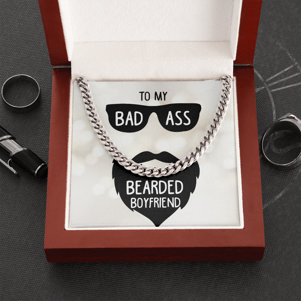 To My Boyfriend Cuban Necklace Gift With Message Card