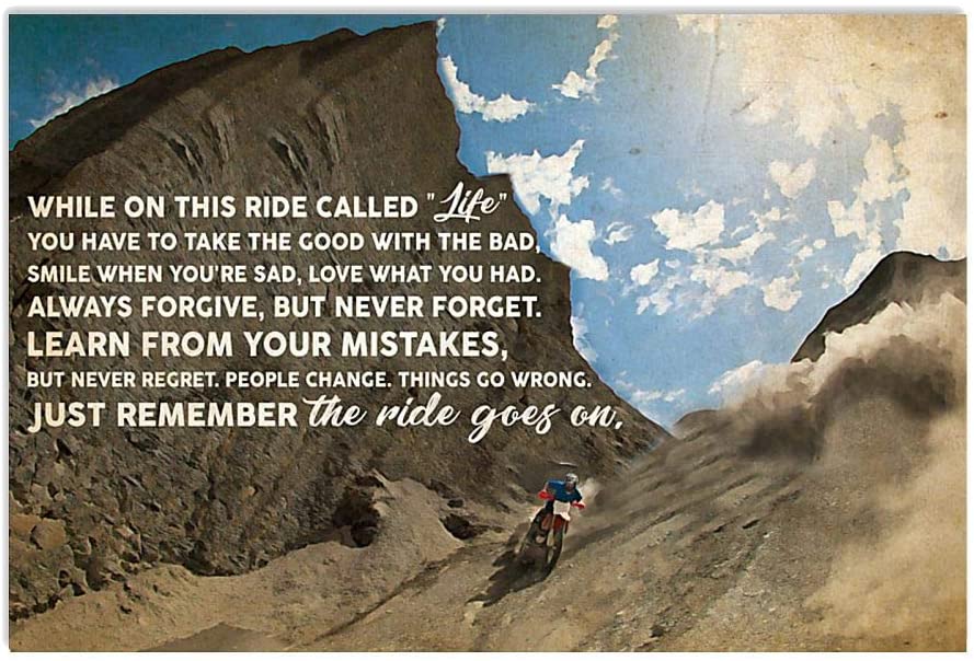 Vintage Motocross While On This Ride Called Life Just Remember The Ride Goes On Poster Art Print      Home Decor Gift For Men Women Family Friend On Birthday Xmas