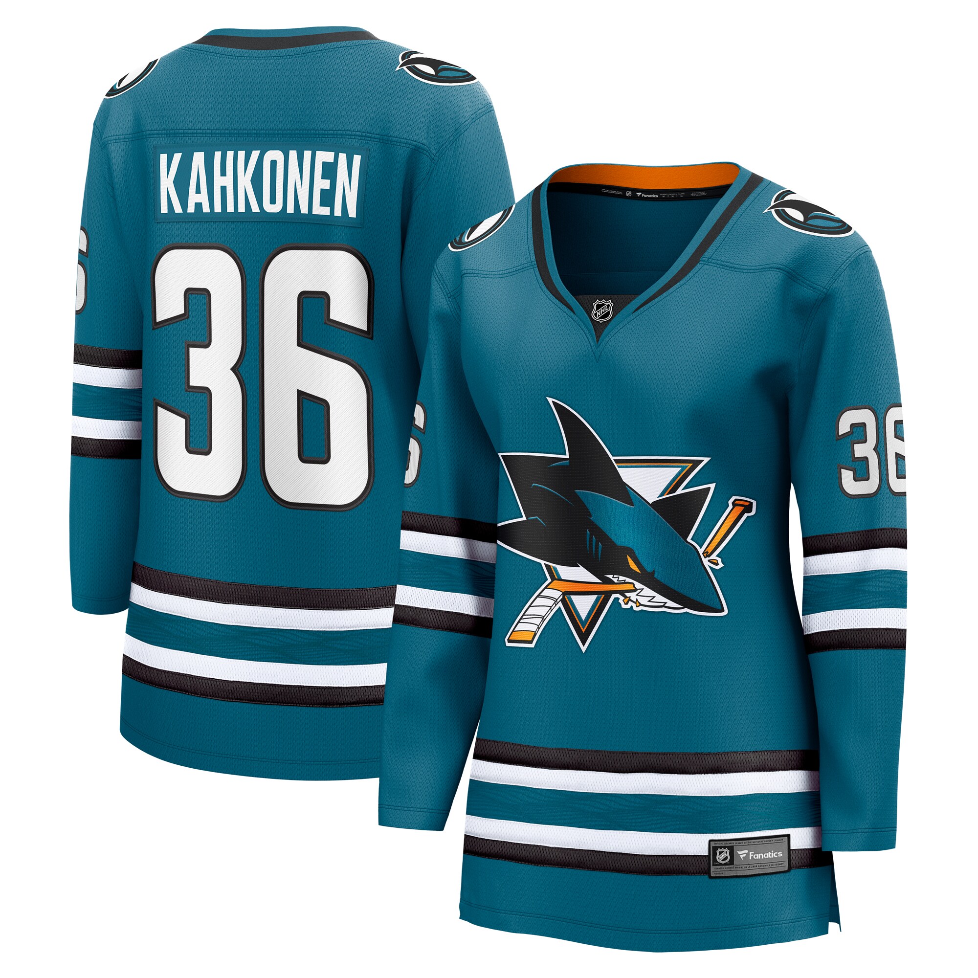 Women's San Jose Sharks Kaapo Kahkonen Teal Home Breakaway Player Jersey