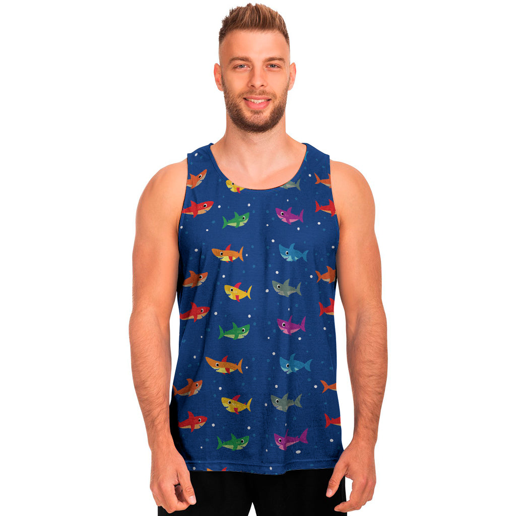 Colorful Baby Sharks Pattern Print Men’S Tank Top