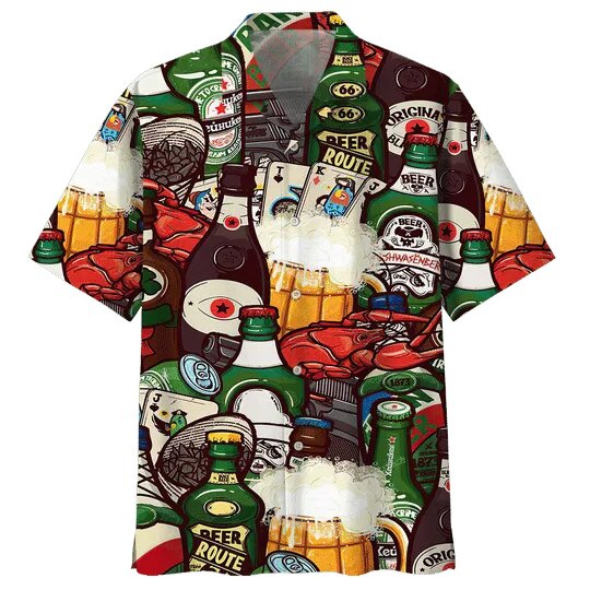 Beer Hawaii Shirt Bottles With Lobster Pattern Aloha Ha22452