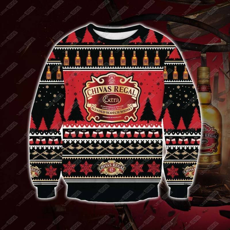 Chivas Regal 3D Print Ugly Christmas Sweatshirt