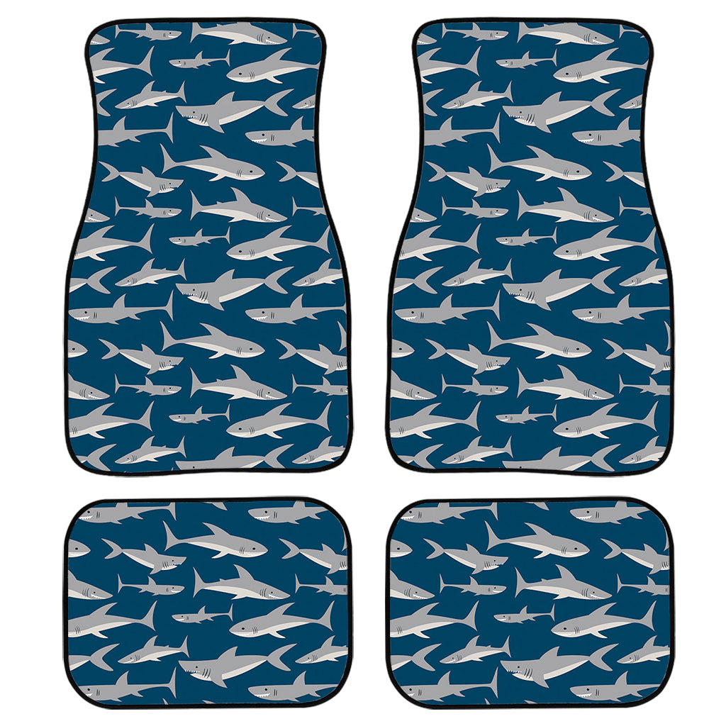 White Shark Pattern Print Front And Back Car Floor Mats, Front Car Mat