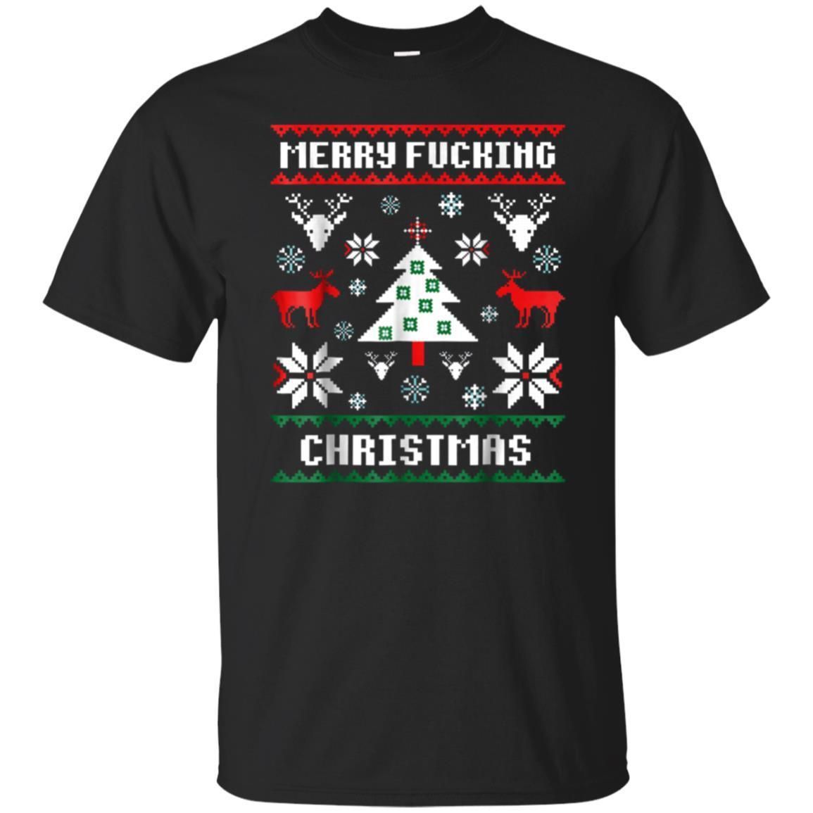 Buy Merry Fucking Christmas T-Shirt Ugly Sweater Style Xmas