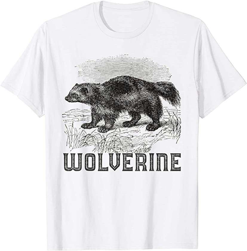 Wolverine Art Wild Animal Skunk Bear Mammal Habitat T-Shirt