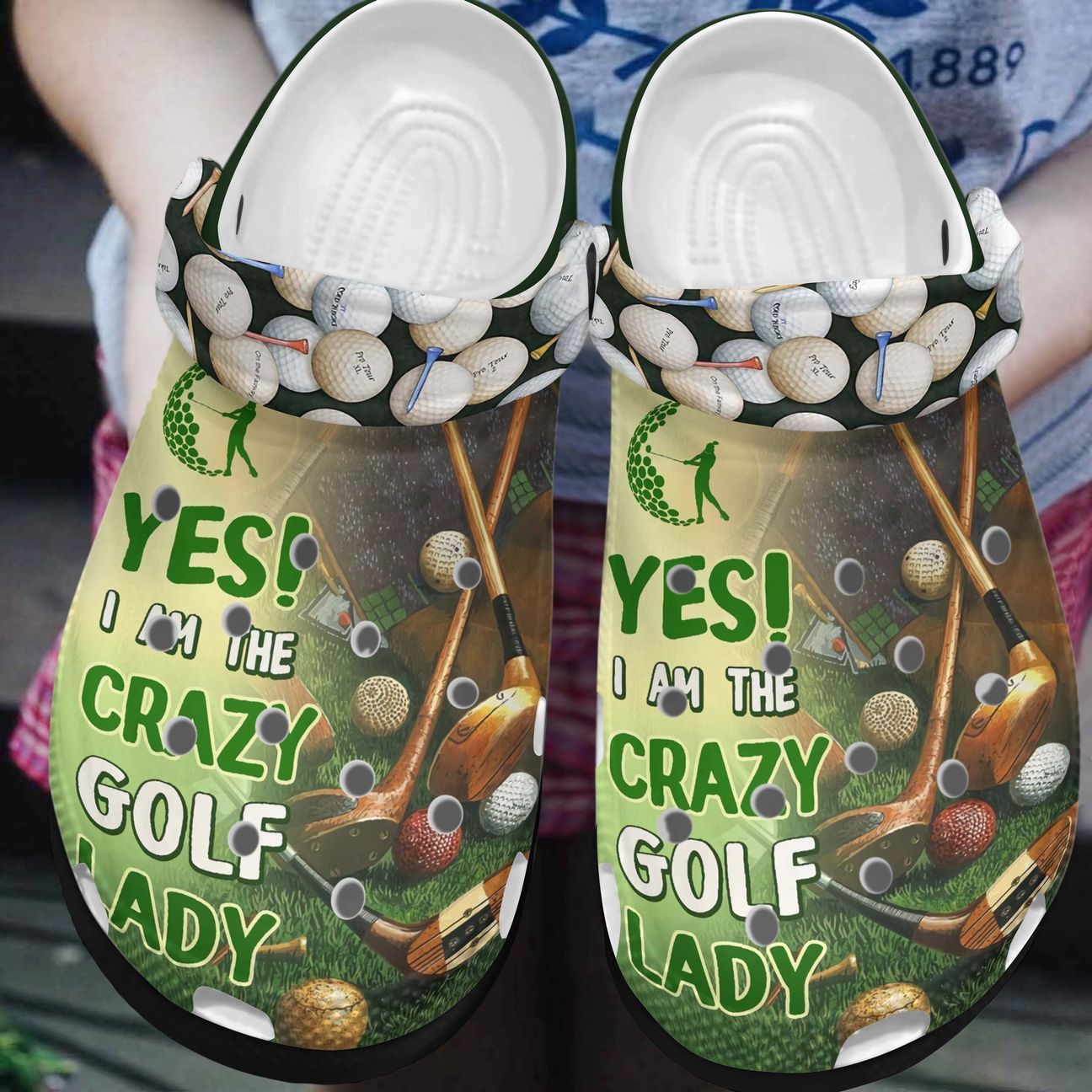 Golf Personalized Clog, Custom Name, Text, Color, Number Fashion Style For Women, Men, Kid, Print 3D Crazy Golf Lady