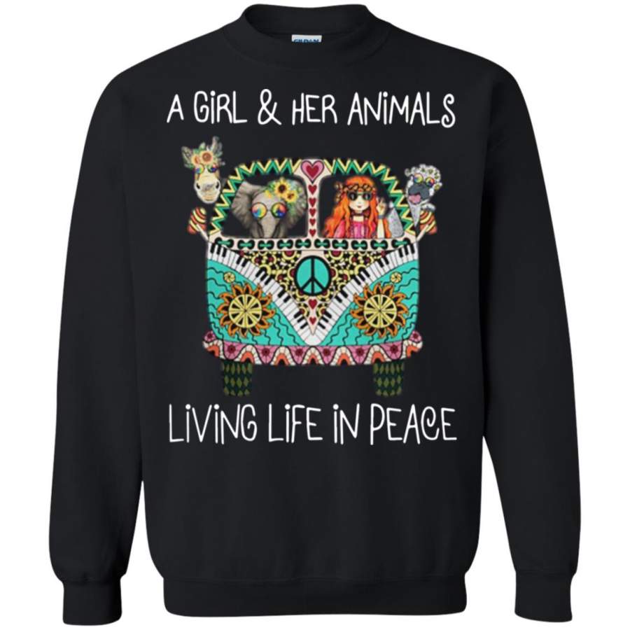 A girl and her animals living life in peace Sweatshirt – Moano Store