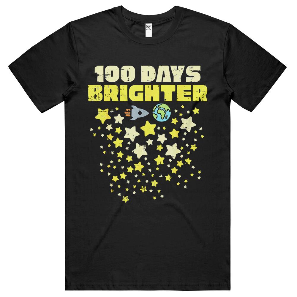 100 Days Brighter Shirt 100Th Day Of School Stars Rocket T Shirts