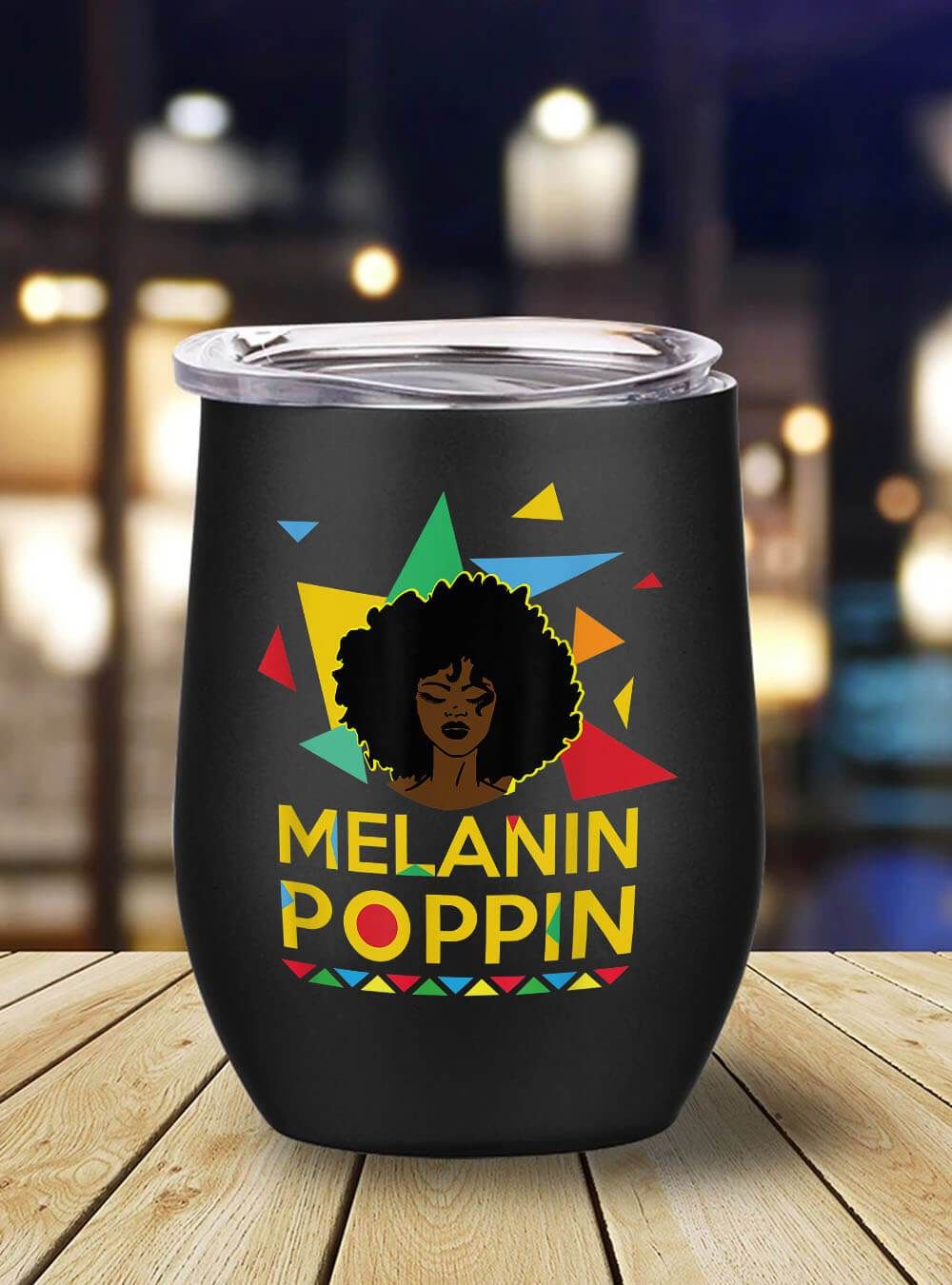 African Tumbler Mug Melanin Poppin African Black Queen Stainless Steel Wine Tumbler Mug Afrocentric Inspired Gift Ideas BPS8613