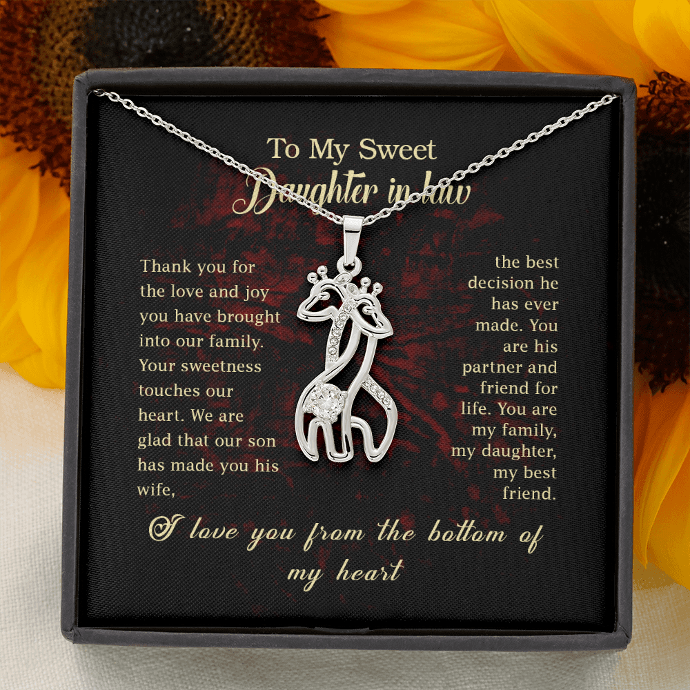 To My Sweet And Graceful Daughter In Law Giraffe Necklace