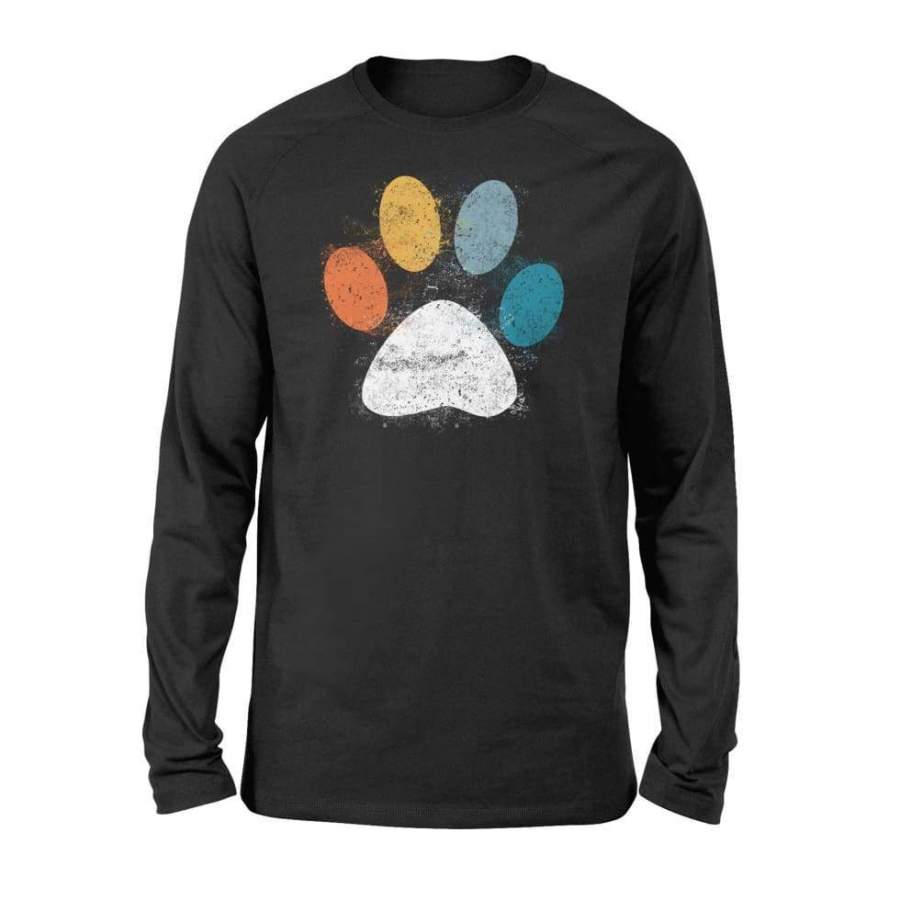 Vintage Dog Puppy Dog Paw Print Dog Love Pet Paw – Standard Long Sleeve