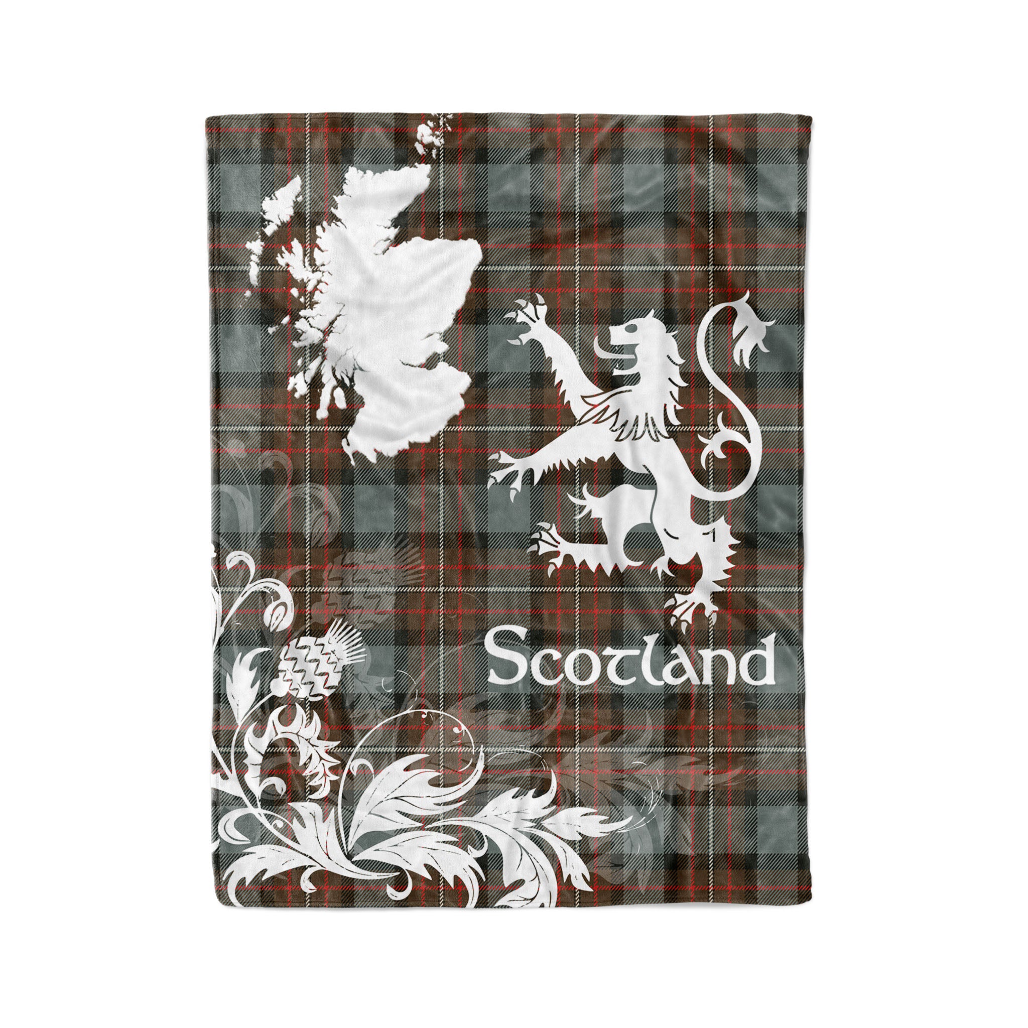 Tartan Plaid Fleece Blanket Tartan Blanket Thistle And Lion Scottish Clan Ferguson Weathered Plaid Blanket