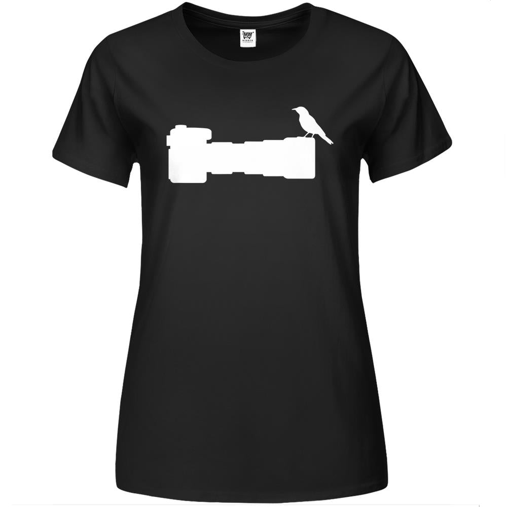 Bird On Long Lens Camera Bird Photographer Photography Premium Womens Tshirts