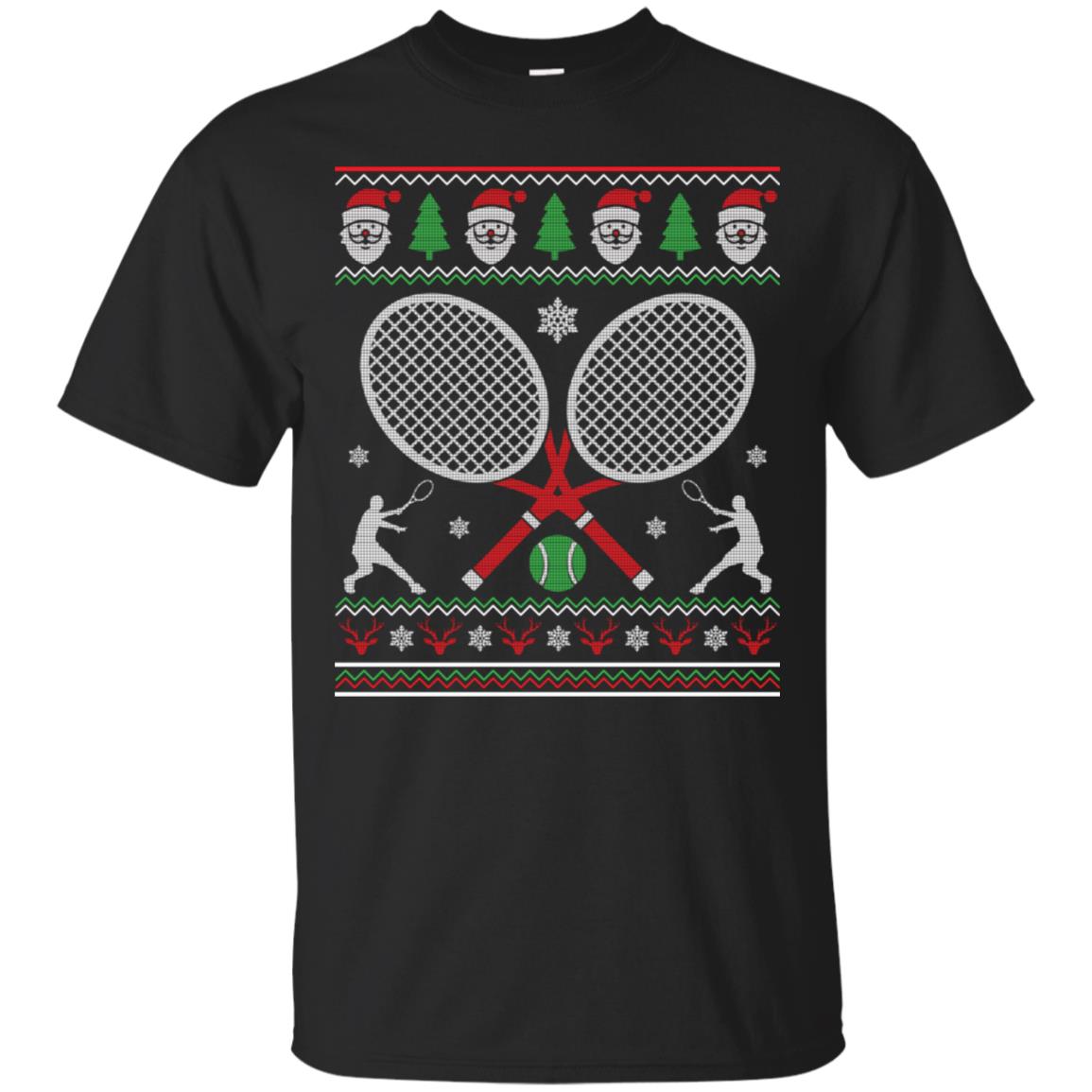 Ugly Sweater Snow Playing Tennis Picture Santa Xmas Shirt