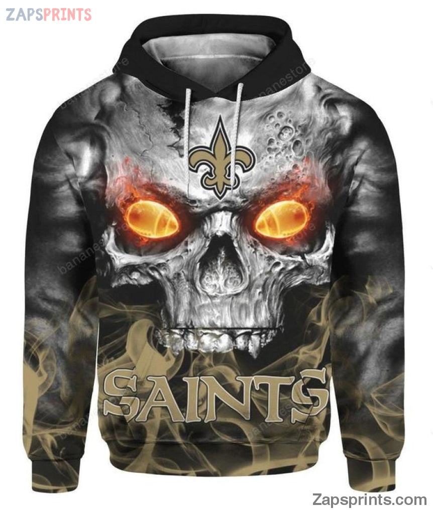 New Orleans Saints Skull 3 D Hoodie V12 Gift For Fan Football Lovers