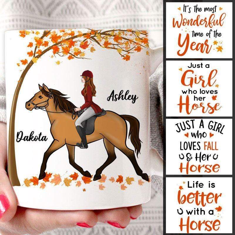 Girl Riding Horse Life Is Better With A Horse Fall Personalized Aop Mug