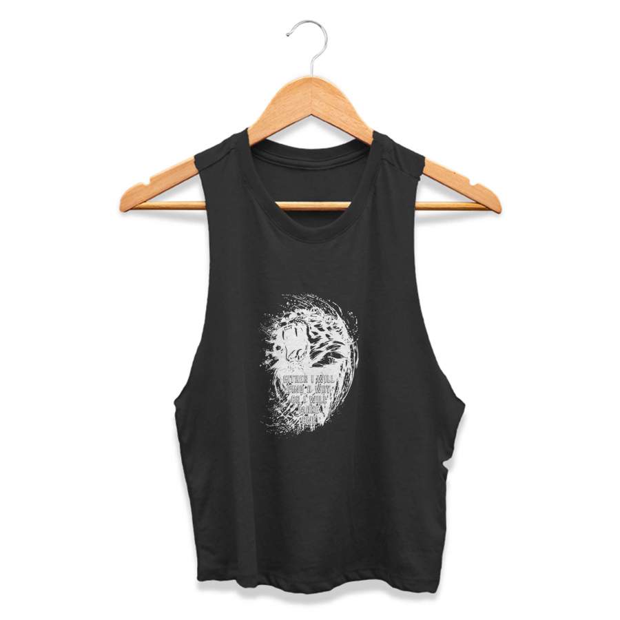 Black Tiger Never Give Up Quotes Text CPY Womans Crop Tanktop Tee