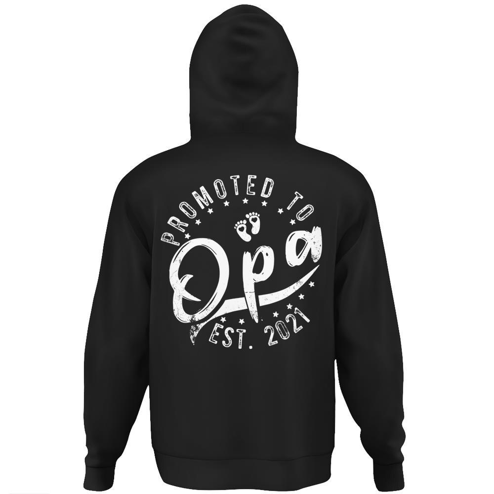 Mens Christmas Father’S Day Gifts Promoted To Opa Est 2021 Hoodie Print On Back