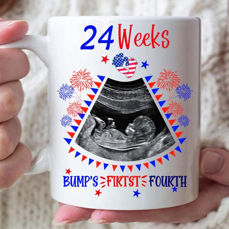 Personalized Ultrasound Bump’S First Fourth 4Th Of July Custom Coffee Mug