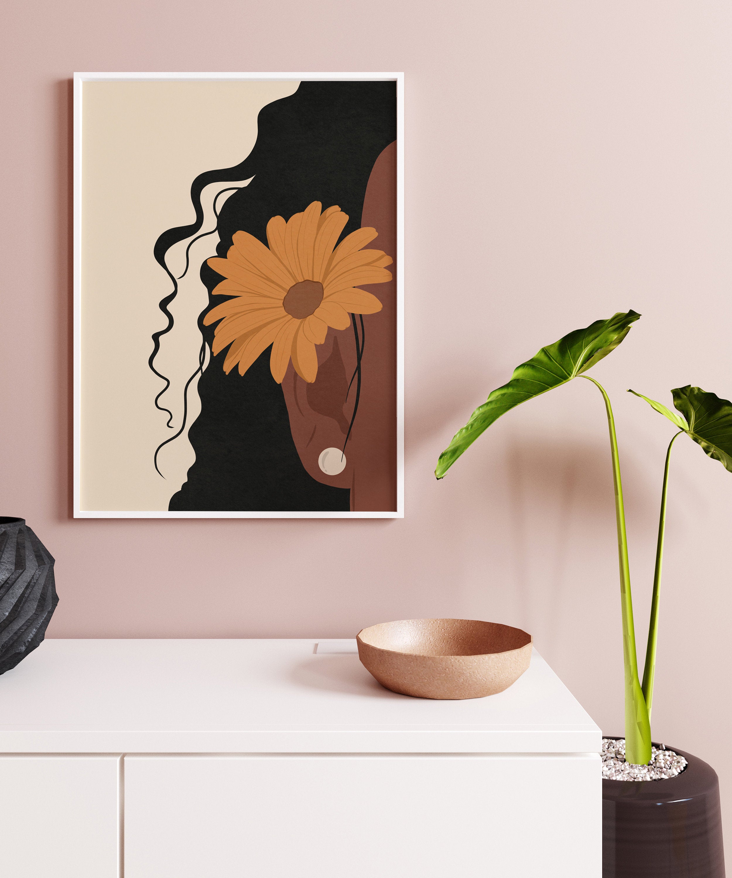 Black Girl Poster, Boho Art, Black Woman Wall Art,Botanical Art ...