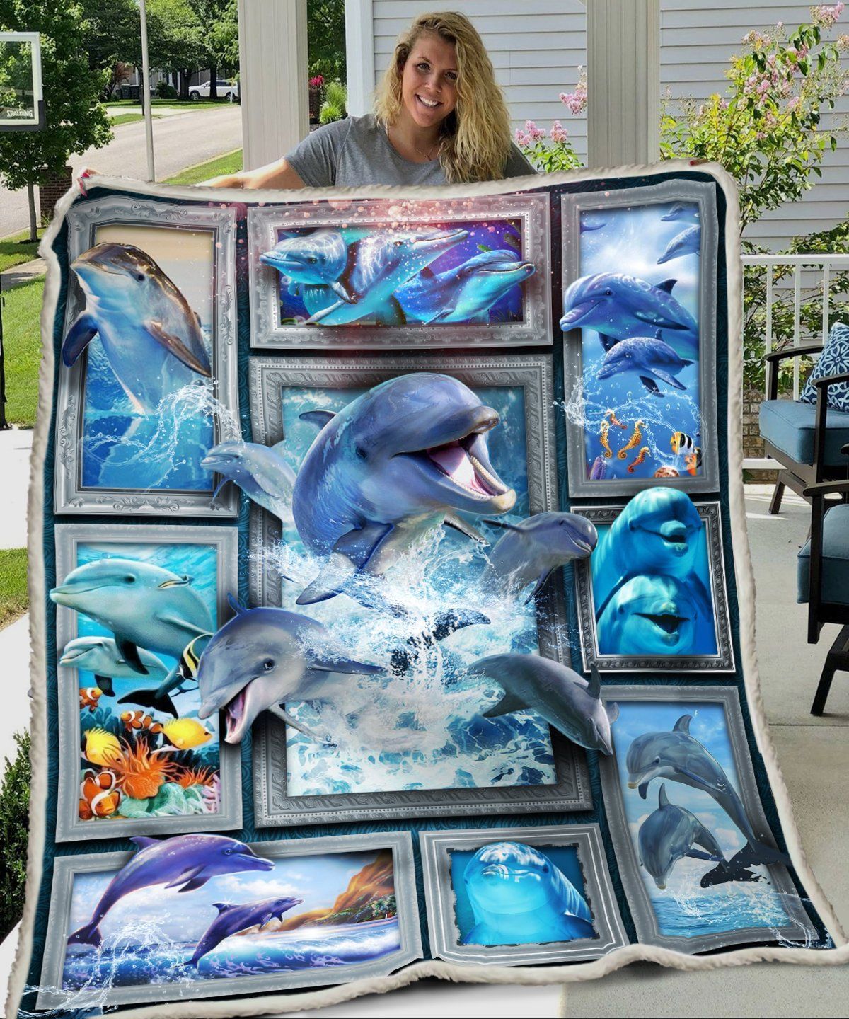 3D Huge Dolphin CLX1301002S Sherpa Fleece Blanket