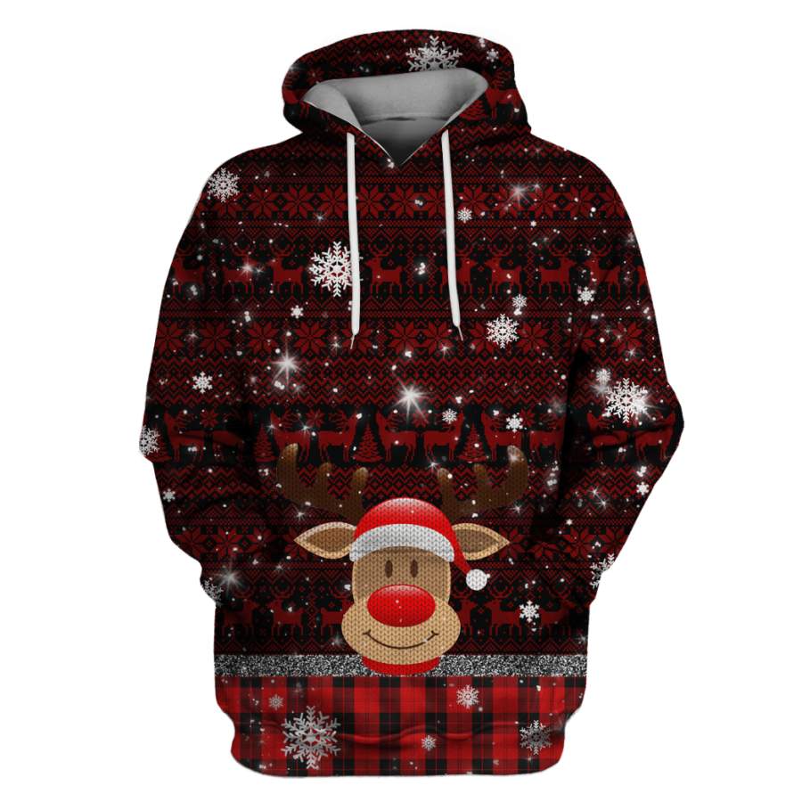 Reindeer with christmas day Custom T-shirt – Hoodies Apparel