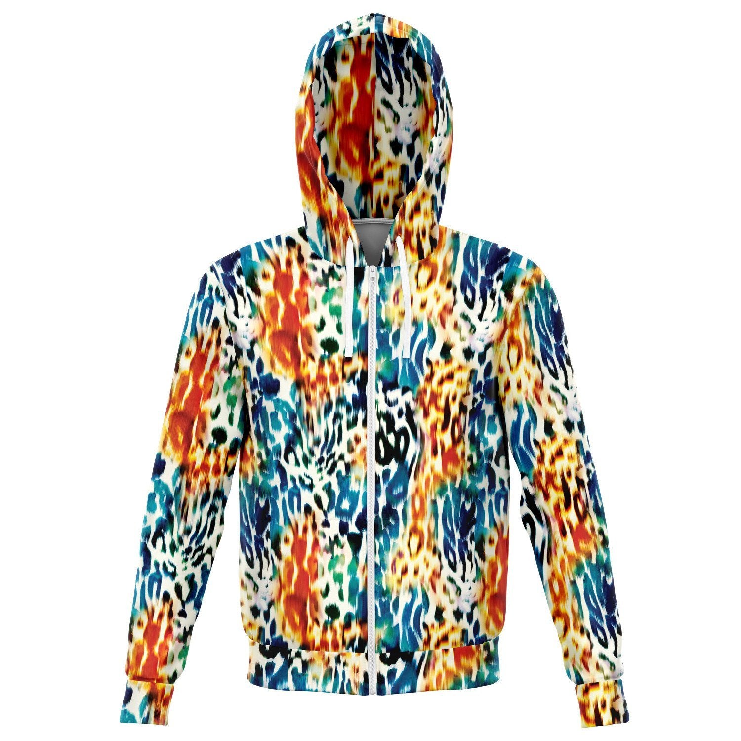 Colorful Leopard Animal Print Zip Up Hoodie