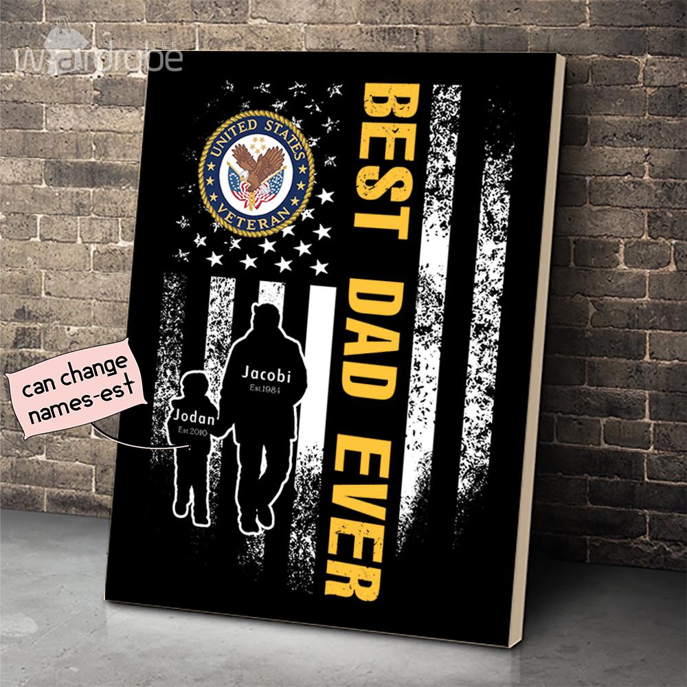 Personalized Father’s Day Gift Custom Canvas Dad And Son United State Veteran