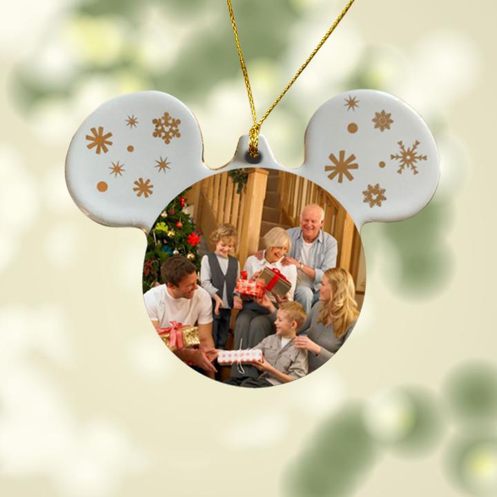 Family 2021 Mouse Ears Christmas Ornament Personalized With Photo