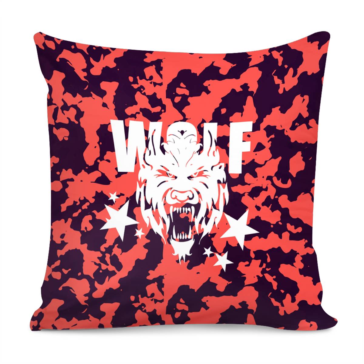 Wolf And Fonts And Stars And Camouflage And Animals Pillow Cover